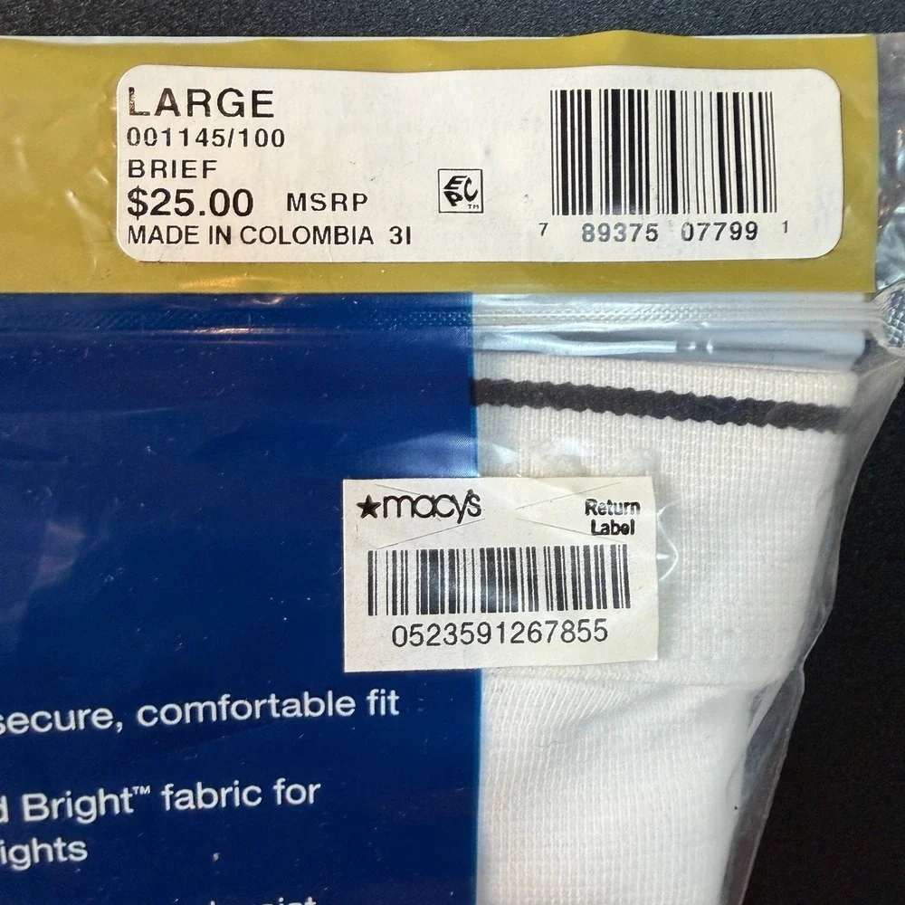 2012 Jockey Pouch Briefs Mens Large White Cotton Stretch‎ H-Fly 3-Pack New
